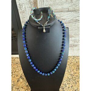 Beaded Necklace, Bracelet & Earrings Sterling Silver Charm